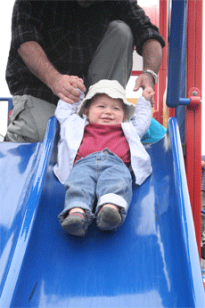 Walker loves the slide and we have to share his joy with his friends and family.